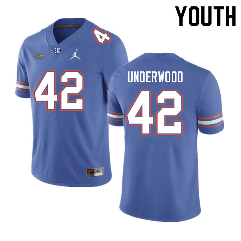 Youth #42 Rocco Underwood Florida Gators College Football Jerseys Sale-Royal - Click Image to Close